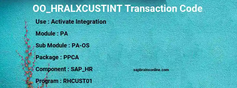SAP OO_HRALXCUSTINT transaction code