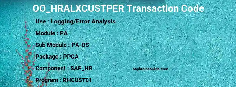 SAP OO_HRALXCUSTPER transaction code