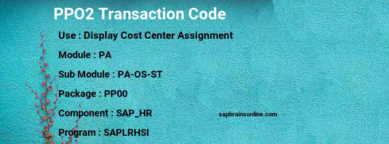 SAP PPO2 transaction code