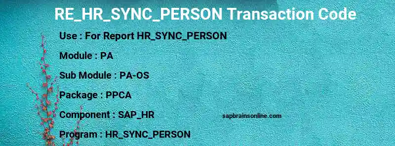 SAP RE_HR_SYNC_PERSON transaction code