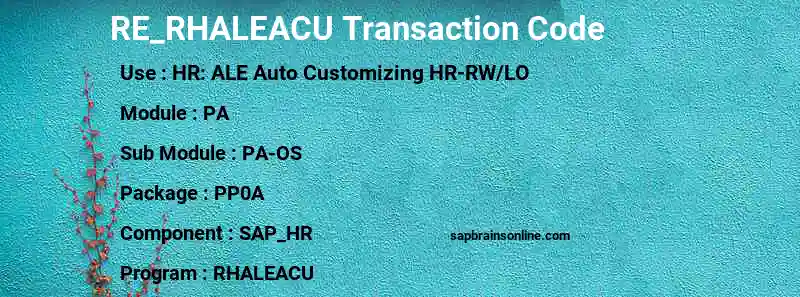 SAP RE_RHALEACU transaction code