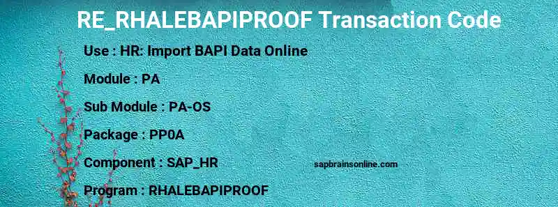 SAP RE_RHALEBAPIPROOF transaction code