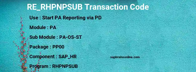 SAP RE_RHPNPSUB transaction code