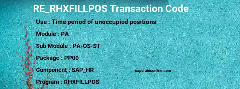 SAP RE_RHXFILLPOS transaction code