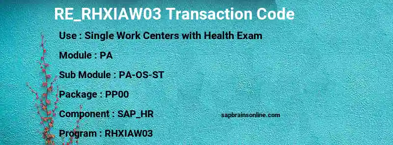 SAP RE_RHXIAW03 transaction code