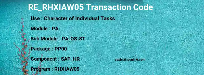 SAP RE_RHXIAW05 transaction code