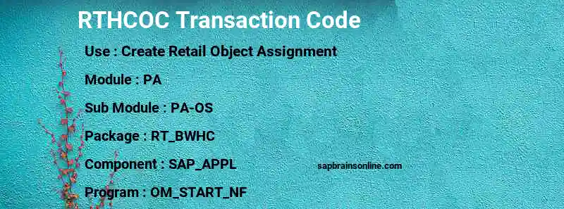 SAP RTHCOC transaction code