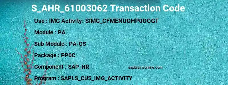 SAP S_AHR_61003062 transaction code
