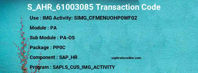 SAP S_AHR_61003085 transaction code