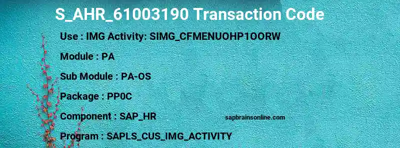 SAP S_AHR_61003190 transaction code