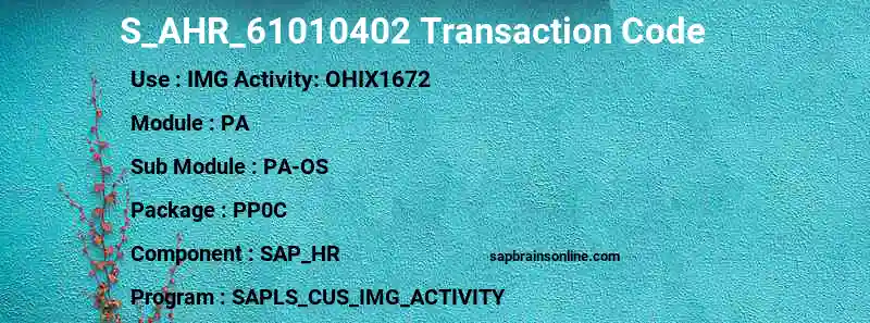 SAP S_AHR_61010402 transaction code