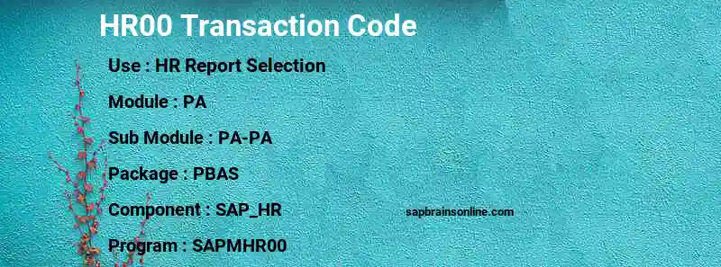 SAP HR00 transaction code