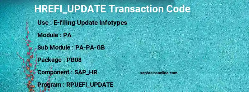 SAP HREFI_UPDATE transaction code