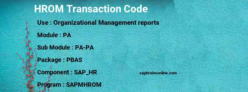 SAP HROM transaction code