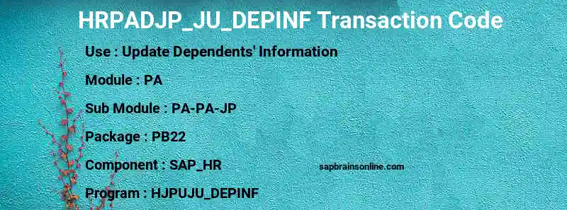 SAP HRPADJP_JU_DEPINF transaction code