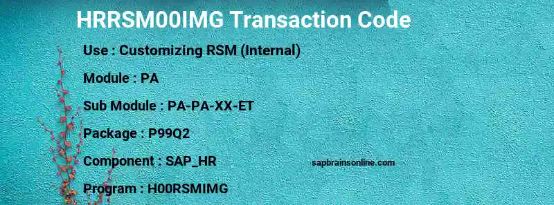 SAP HRRSM00IMG transaction code