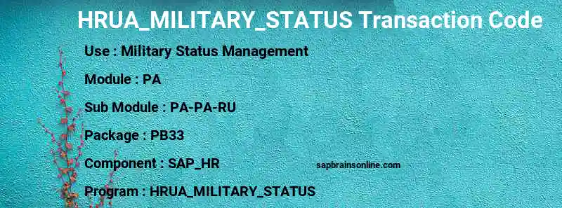 SAP HRUA_MILITARY_STATUS transaction code