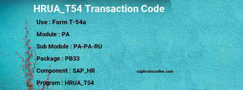 SAP HRUA_T54 transaction code