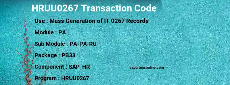 SAP HRUU0267 transaction code