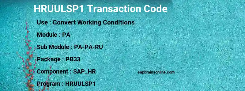 SAP HRUULSP1 transaction code
