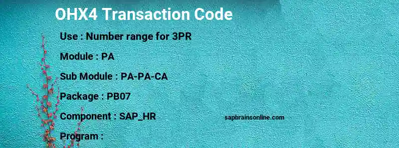 SAP OHX4 transaction code