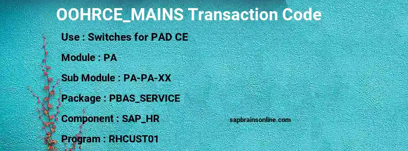 SAP OOHRCE_MAINS transaction code