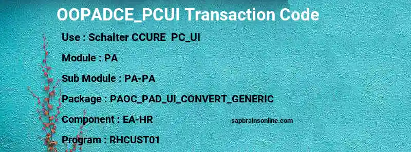 SAP OOPADCE_PCUI transaction code