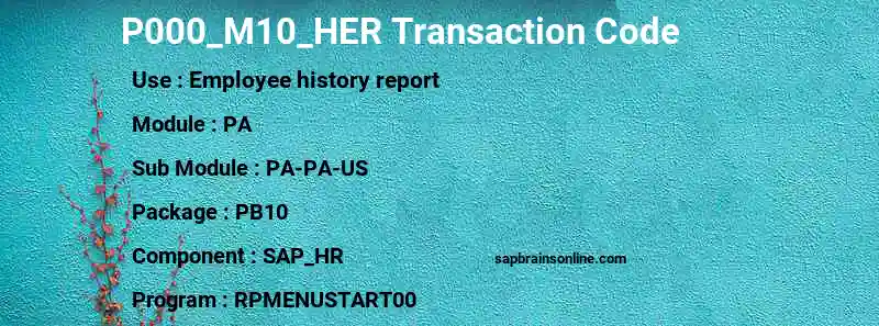 SAP P000_M10_HER transaction code