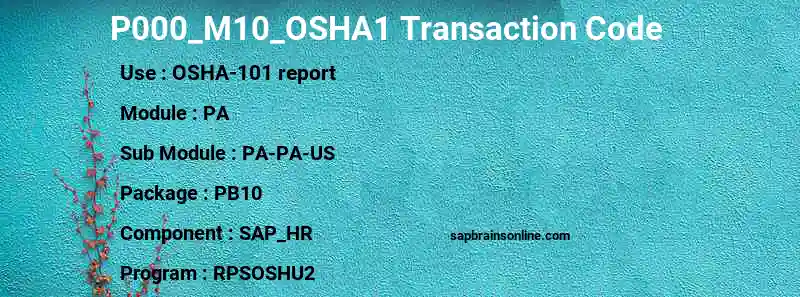 SAP P000_M10_OSHA1 transaction code
