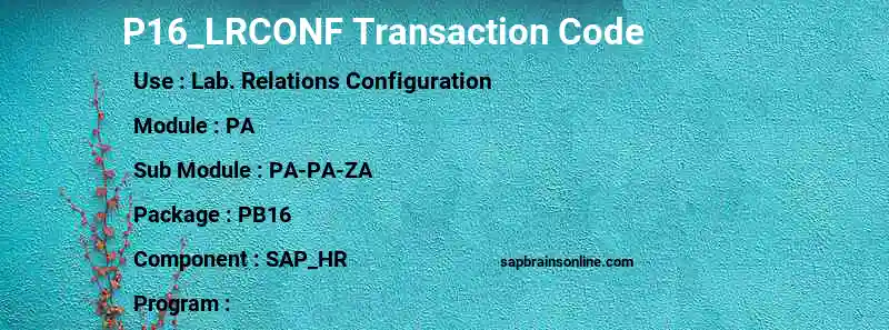 SAP P16_LRCONF transaction code