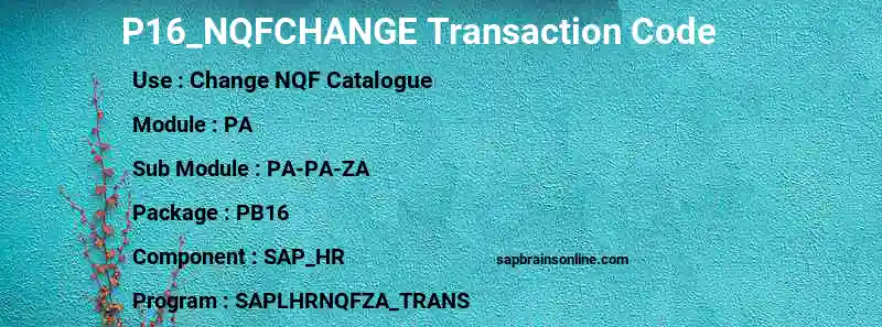 SAP P16_NQFCHANGE transaction code