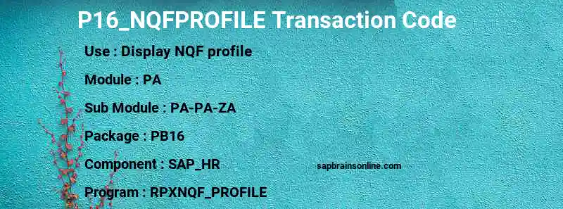 SAP P16_NQFPROFILE transaction code