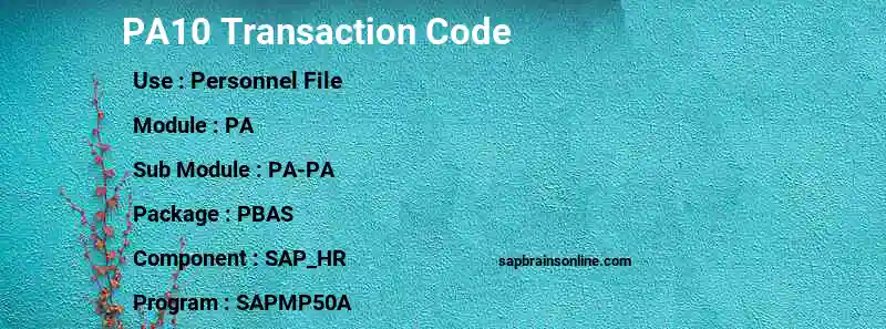 SAP PA10 transaction code