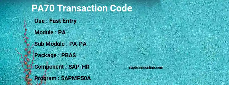 SAP PA70 transaction code