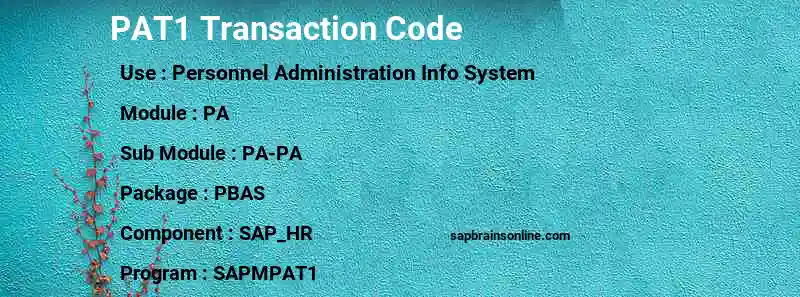 SAP PAT1 transaction code