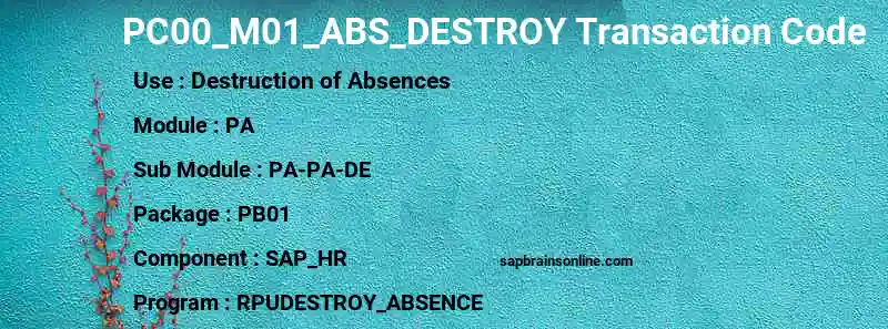 SAP PC00_M01_ABS_DESTROY transaction code