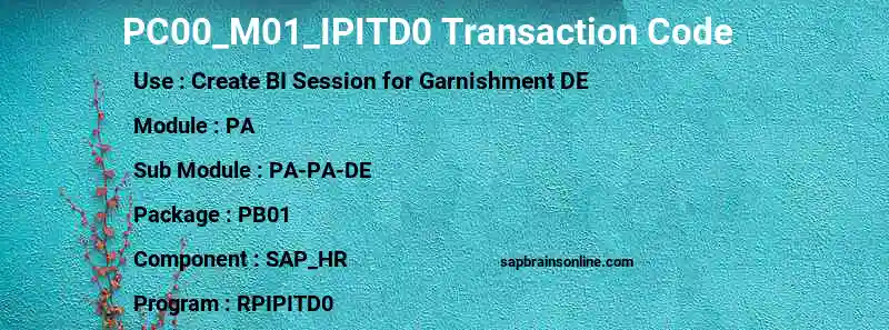 SAP PC00_M01_IPITD0 transaction code