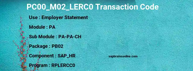 SAP PC00_M02_LERC0 transaction code