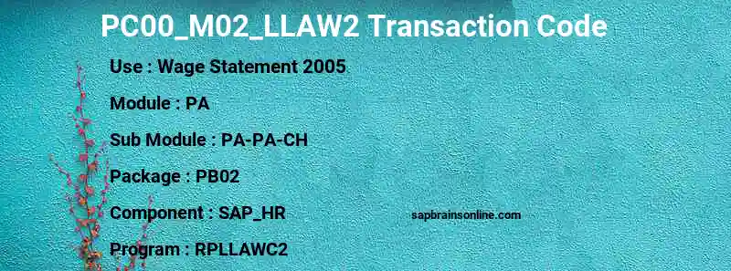 SAP PC00_M02_LLAW2 transaction code