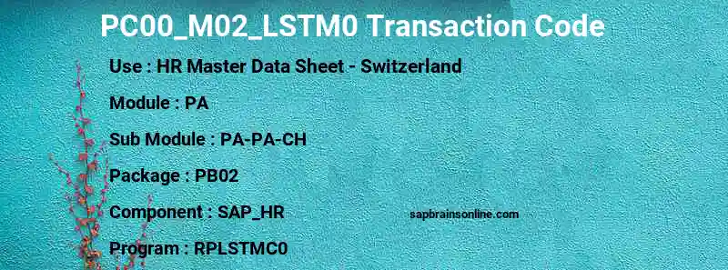 SAP PC00_M02_LSTM0 transaction code