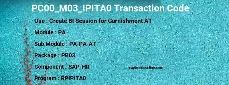 SAP PC00_M03_IPITA0 transaction code