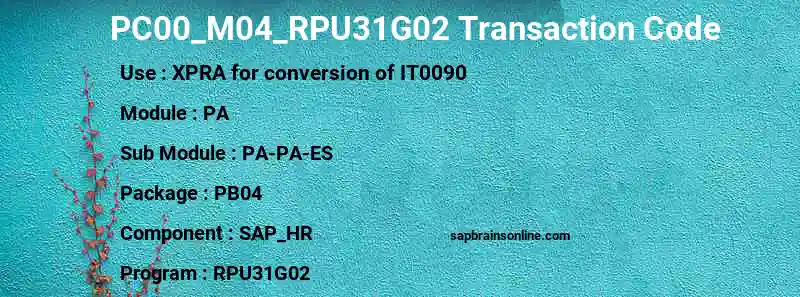 SAP PC00_M04_RPU31G02 transaction code