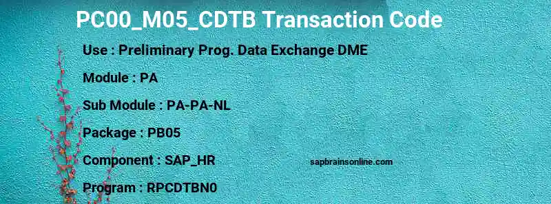 SAP PC00_M05_CDTB transaction code