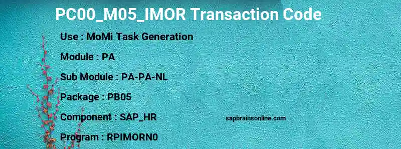 SAP PC00_M05_IMOR transaction code