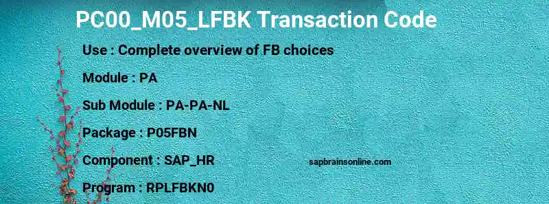 SAP PC00_M05_LFBK transaction code