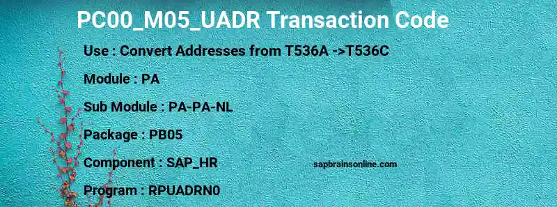 SAP PC00_M05_UADR transaction code
