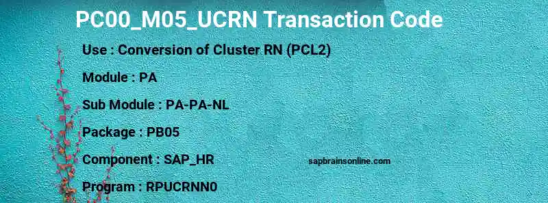 SAP PC00_M05_UCRN transaction code