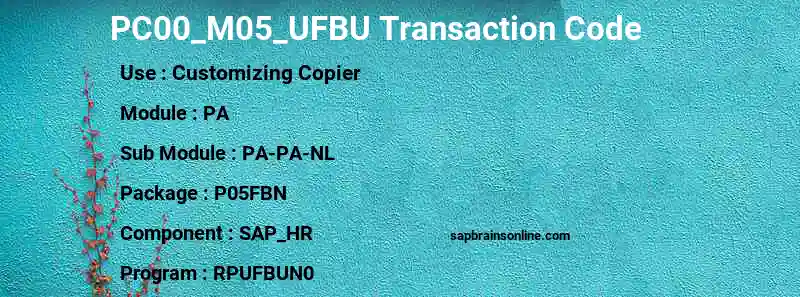 SAP PC00_M05_UFBU transaction code