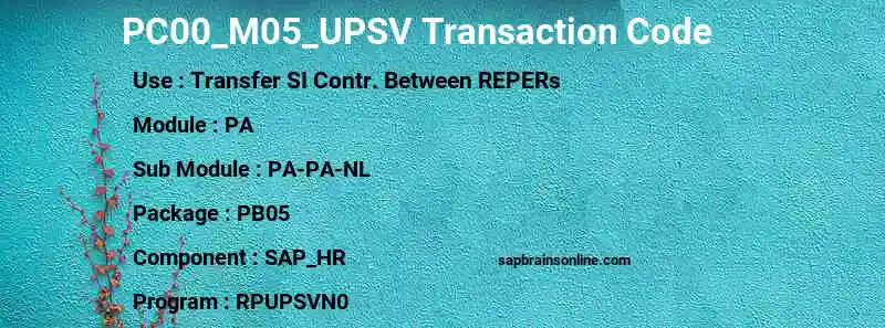 SAP PC00_M05_UPSV transaction code
