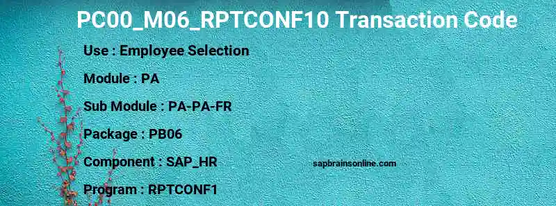 SAP PC00_M06_RPTCONF10 transaction code